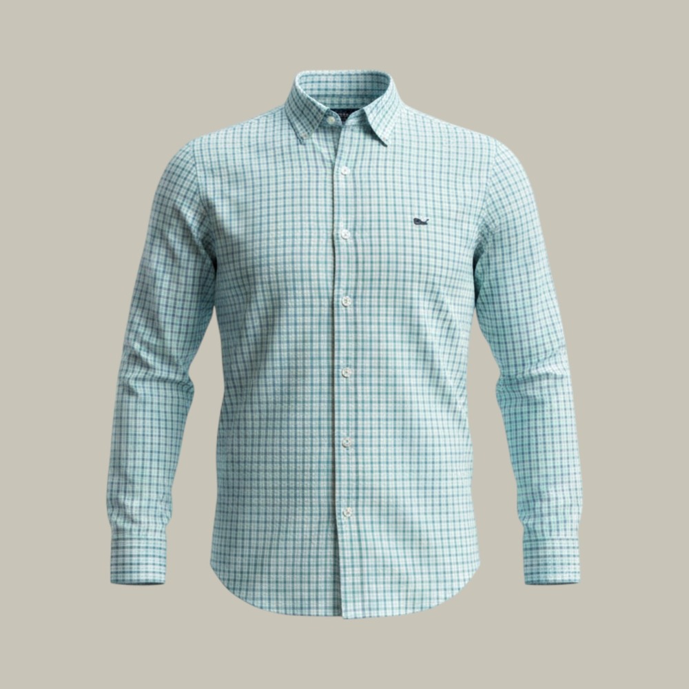 Vineyard Vines Classic Fit Tucker Shirt Mens Medium Blue Green Plaid Button Down